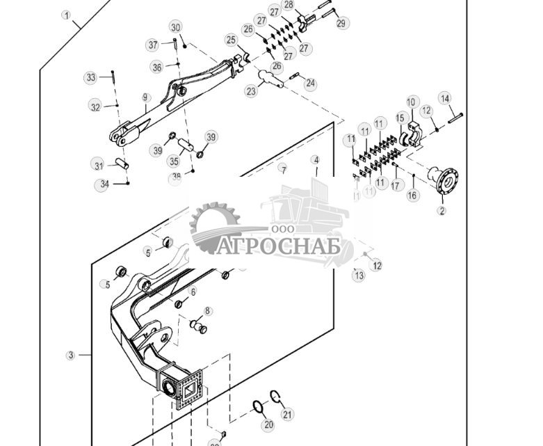 Толкающие брусья, комплект механического поворотного отвала, левая сторона - ST947611 259.jpg